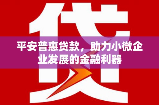 四湖平安普惠贷款，助力小微企业发展的金融利器