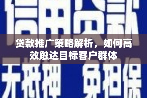 二仑贷款推广策略解析，如何高效触达目标客户群体