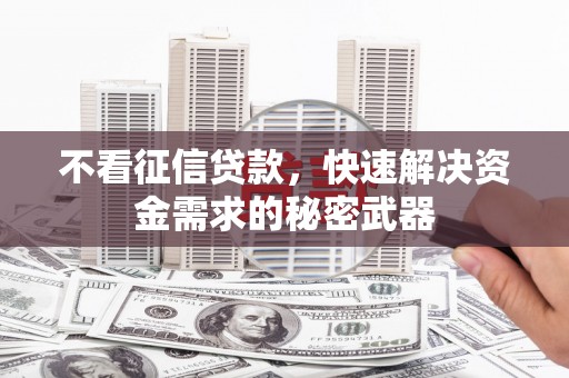 阿合奇不看征信贷款，快速解决资金需求的秘密武器