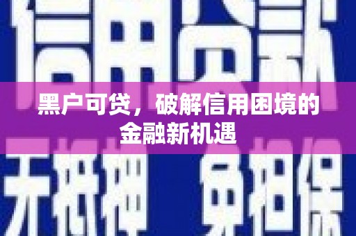 丰都黑户可贷，破解信用困境的金融新机遇